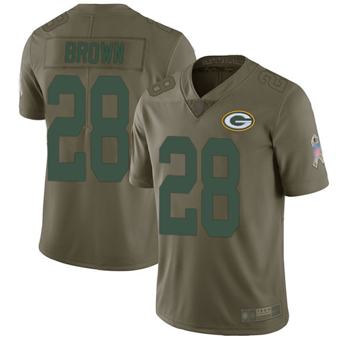 Green Bay Packers Limited Olive Men #28 Brown Tony Jersey Nike NFL 2017 Salute to Service->women nfl jersey->Women Jersey